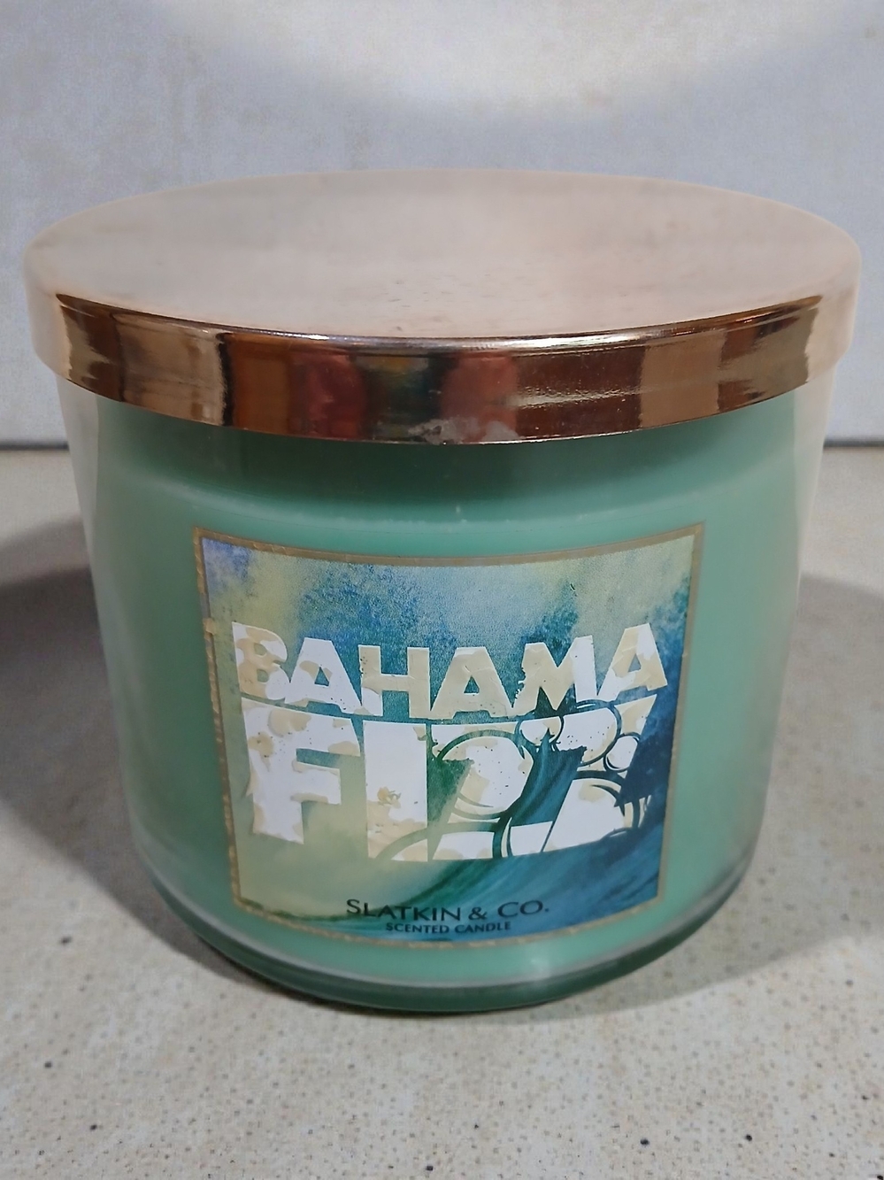 Bahama Fizz Scented Candle by Slatkin & Co. — Seafoam Green Jar
